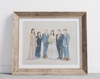 Custom watercolor wedding portrait hand painted from photo Mother of the Bride gift wedding gift illustration painting Family portrait