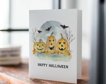 Happy Halloween Card | Jack-o-lantern Watercolor