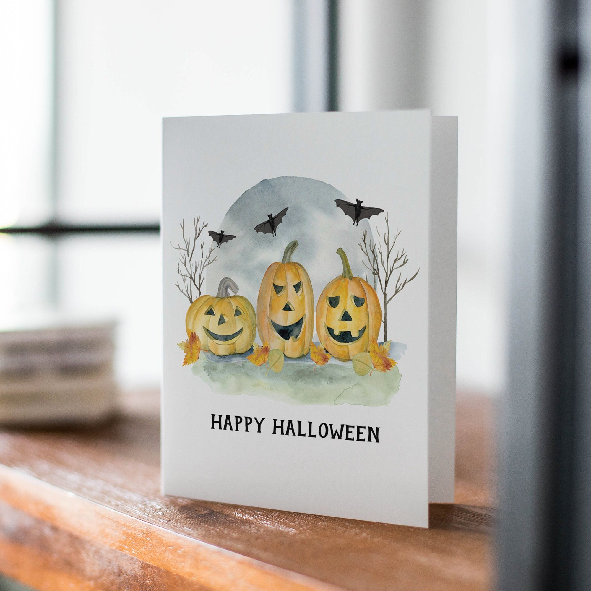 Happy Halloween Card | Jack-o-lantern Watercolor - Etsy