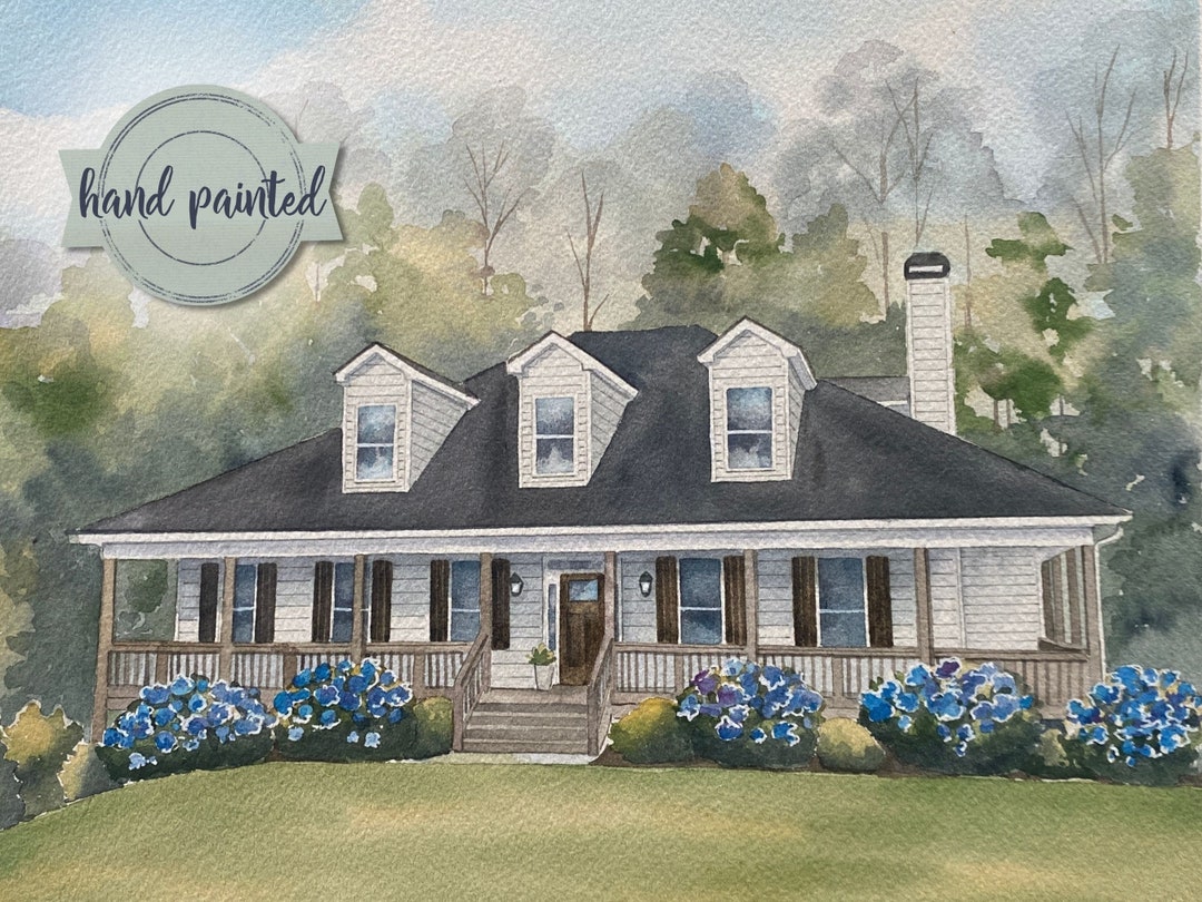 Custom Home Portrait House Painting Housewarming Gift Etsy