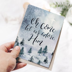 Religious Christmas Card | Blank Christmas Card | Holiday Card | Oh Come let us adore Him Card | Christmas Greeting Card | Christmas card