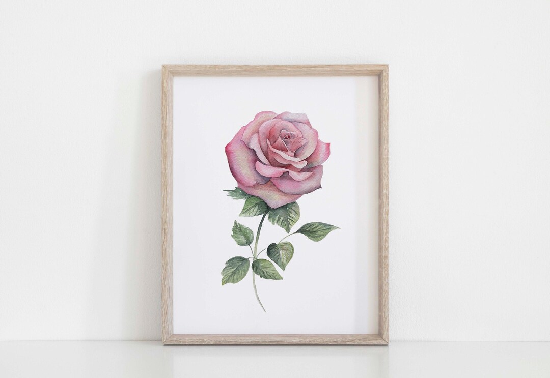 Watercolor Pink Rose Art Print | Floral Wall Decor - Etsy