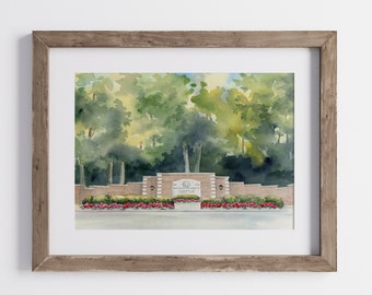 Denison University watercolor wall art, Granville Ohio watercolor art print, Graduation gift, hand-painted watercolor college art, Denison