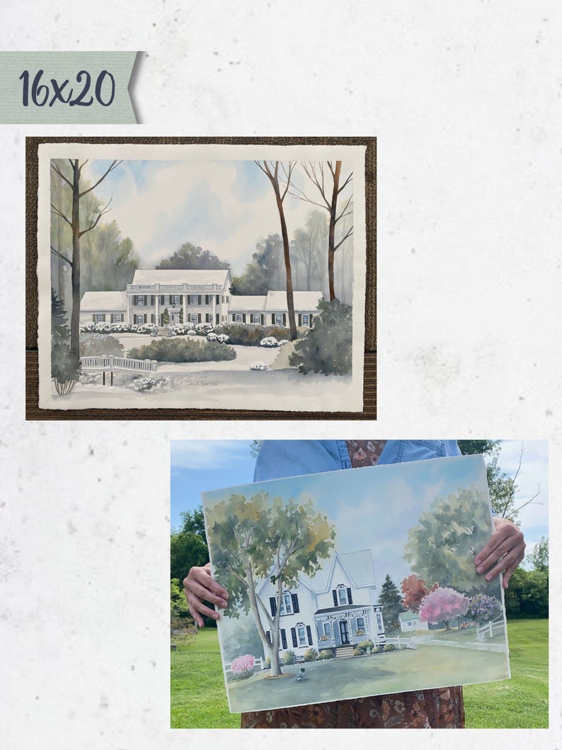 Custom house portrait gift hand painted house painting from photo, realtor closing gift, housewarming gift, Watercolor of home, Mother's Day image 10