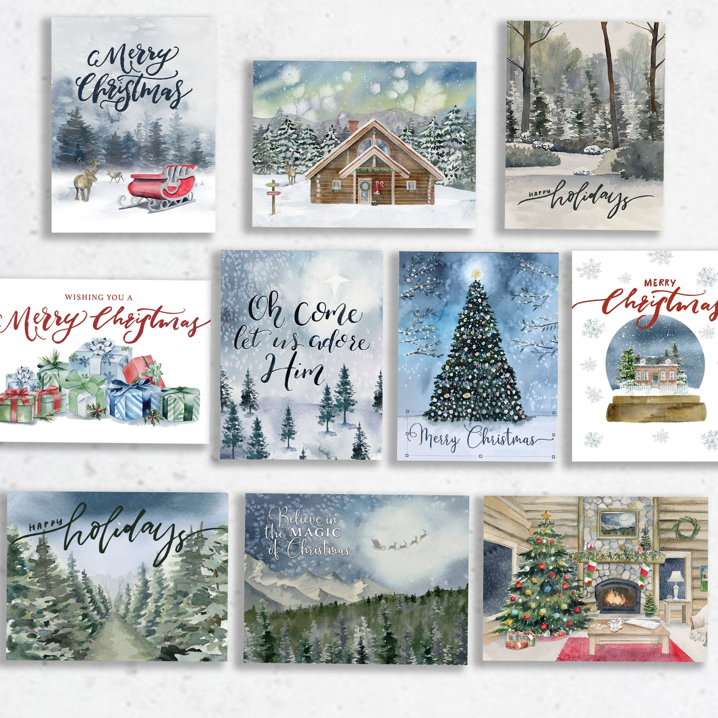 Season's Greetings Cards For Business & Family  Winter Scene  Bulk Greeting Card Set Pack 25 Christmas Cards Envelopes 5x7 Inch A7 Great Office Work Employee