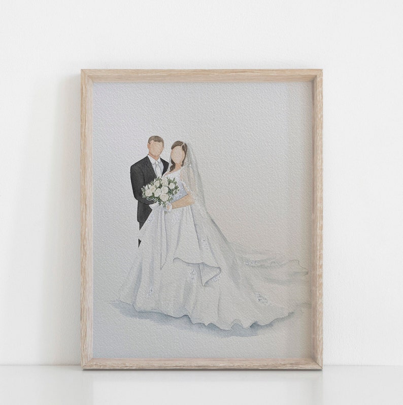 Custom couple wedding portrait, watercolor bride and groom wedding painting, Wedding gift, wedding illustration, Family portrait image 10