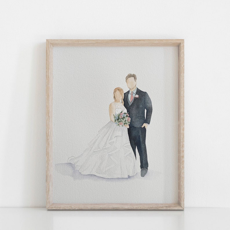 Custom couple wedding portrait, watercolor bride and groom wedding painting, Wedding gift, wedding illustration, Family portrait image 9