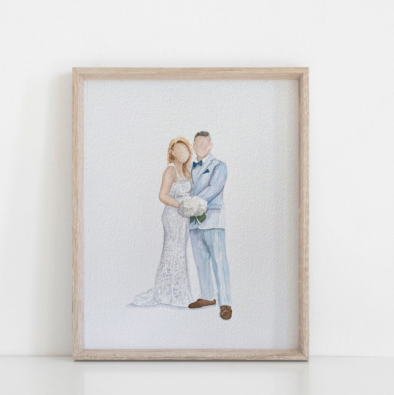 Custom couple wedding portrait, watercolor bride and groom wedding painting, Wedding gift, wedding illustration, Family portrait image 1