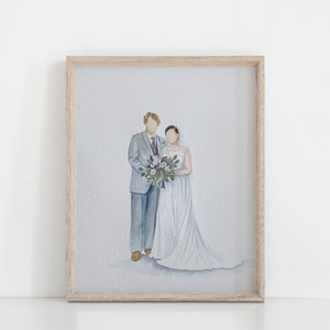 Custom couple wedding portrait, watercolor bride and groom wedding painting, Wedding gift, wedding illustration, Family portrait image 4