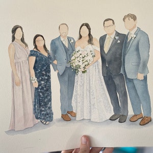 Custom couple wedding portrait, watercolor bride and groom wedding painting, Wedding gift, wedding illustration, Family portrait image 5