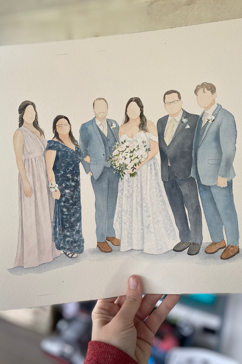 Custom couple wedding portrait, watercolor bride and groom wedding painting, Wedding gift, wedding illustration, Family portrait image 5