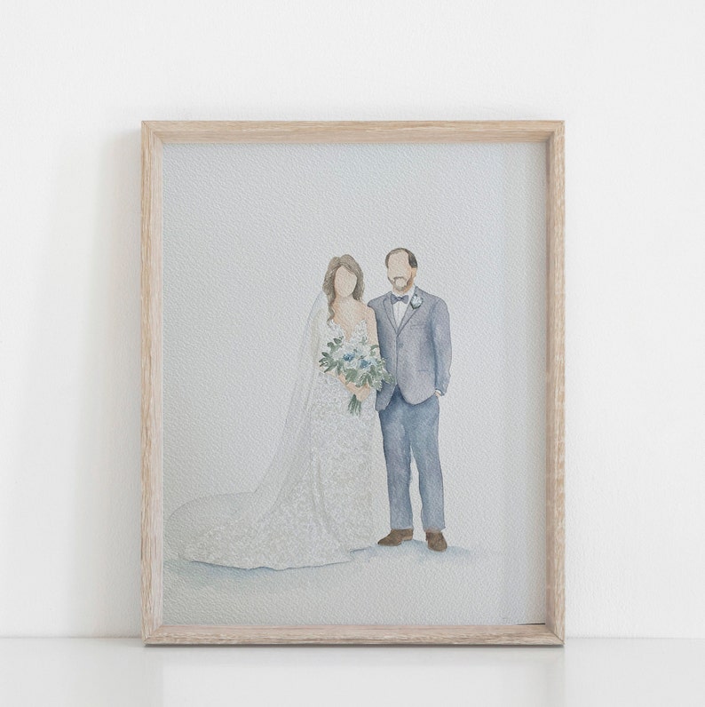 Custom couple wedding portrait, watercolor bride and groom wedding painting, Wedding gift, wedding illustration, Family portrait image 8