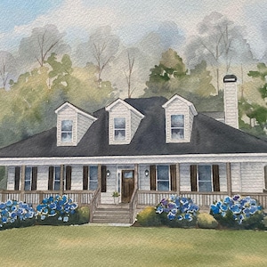Custom hand painted home portrait, house painting, housewarming gift, watercolor painting of home, home illustration, realtor closing gift
