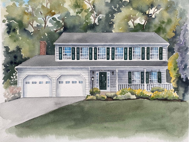 Custom home portrait house painting housewarming gift watercolor house portrait painting of home home illustration realtor gift Mother's Day image 5