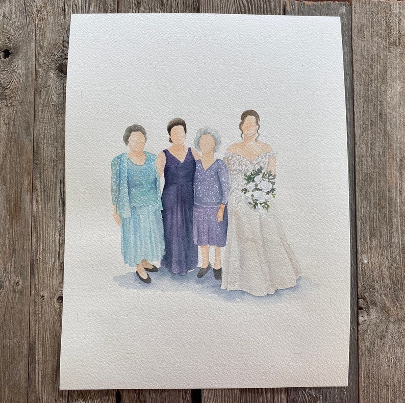 Custom couple wedding portrait, watercolor bride and groom wedding painting, Wedding gift, wedding illustration, Family portrait image 7