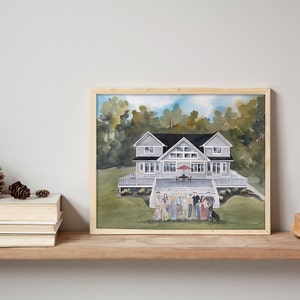 House portrait watercolor painting with family, hand painted House painting, custom portrait, Housewarming Gift, Mother's Day, Realtor gift image 5