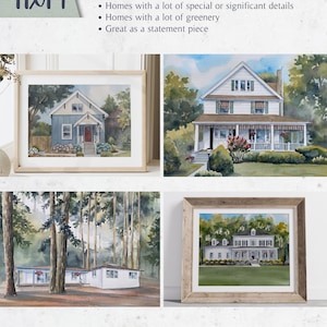 Custom house portrait gift hand painted house painting from photo, realtor closing gift, housewarming gift, Watercolor of home, Mother's Day image 9