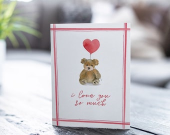 Valentine's Day card | Cute Valentines day card | Adorable card | Valentine's Day card for kids | bears valentine's card | Teddy bear card