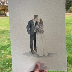 Custom couple wedding portrait, watercolor bride and groom wedding painting, Wedding gift, wedding illustration, Family portrait image 3