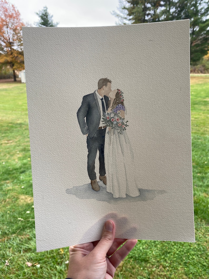 Custom couple wedding portrait, watercolor bride and groom wedding painting, Wedding gift, wedding illustration, Family portrait image 3