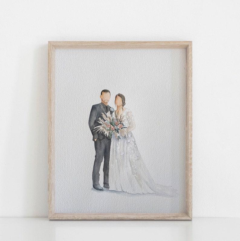 Custom couple wedding portrait, watercolor bride and groom wedding painting, Wedding gift, wedding illustration, Family portrait image 2