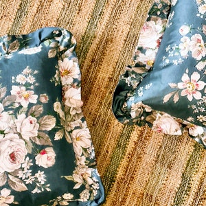 Floral cushion with ruffle. Floral pillow with ruffle. Made from a remnant of vintage Sanderson fabric.