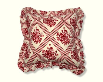 Vintage Pink French Floral cushion with frill