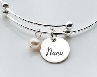 Nana Bracelet - Sterling Silver Bangle - Gifts for Grandma