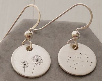 Engraved Jewelry, Dandelion, Dandelion Seeds Jewelry, Dandelion Wishes, Dandelion Earrings, Lightweight Earrings, Gift