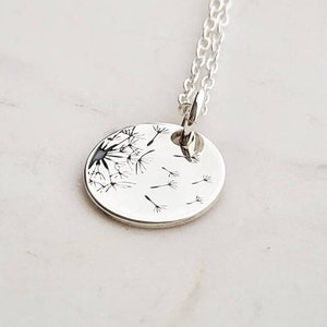 Sterling Silver Dandelion necklace, Memorial necklace, make a wish on dandelion fluff