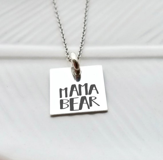 silver mama bear necklace