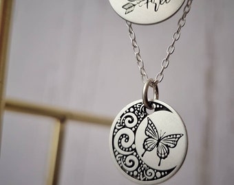 Butterfly necklace, wild and free, moonchild