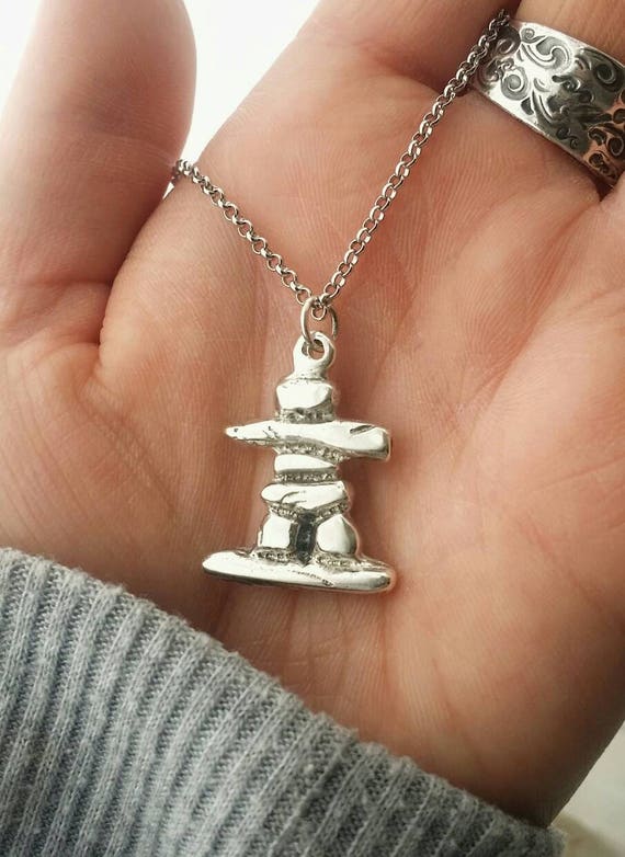 Silver Inukshuk pendant Inuksuk pendant Nunavut necklace