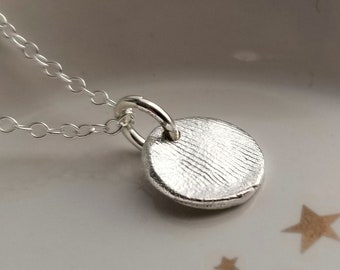 Memorial Jewelry, Sterling Silver fingerprint Necklace, Your loved ones print, Remembrance Keepsake, Beloved Jewelry