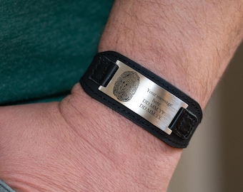 Leather Fingerprint Message bracelet