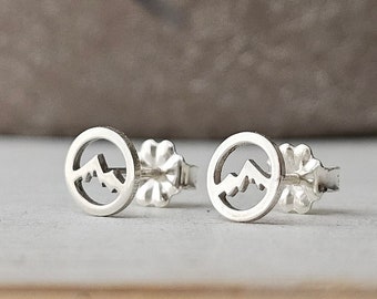 Sterling Silver Mountain Stud Earrings, Sterling Earrings, Mountain Jewelry, Adventurer Jewellery, Dainty mountain earrings