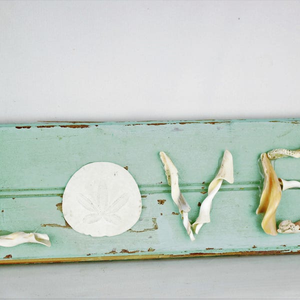 Nautical Shell and Sand Dollar Love Sign, Shell and Sand Dollar Love Sign, Nautical Love Sign, Rustic Love Sign, Rustic Nautical Love Sign