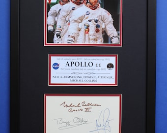 APOLLO 11 AUTOGRAPHS framed artistic display Neil Armstrong Buzz Aldrin Michael Collins