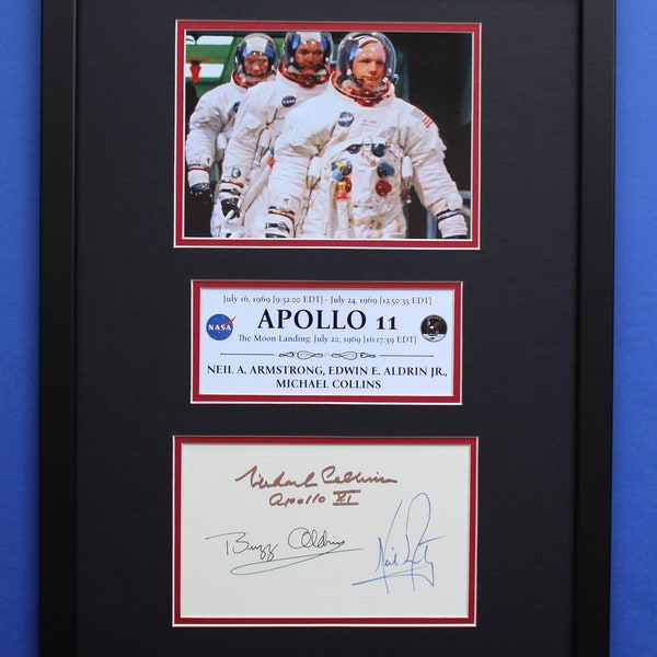 APOLLO 11 AUTOGRAPHS framed artistic display Neil Armstrong Buzz Aldrin Michael Collins