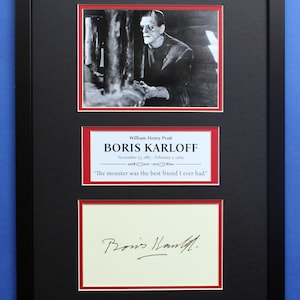 BORIS KARLOFF AUTOGRAPH limited edition 30x40 cm double mat framed artwork display The Frankenstein