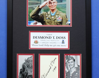 DESMOND T. DOSS AUTOGRAPH framed artistic display Hacksaw Ridge WW2