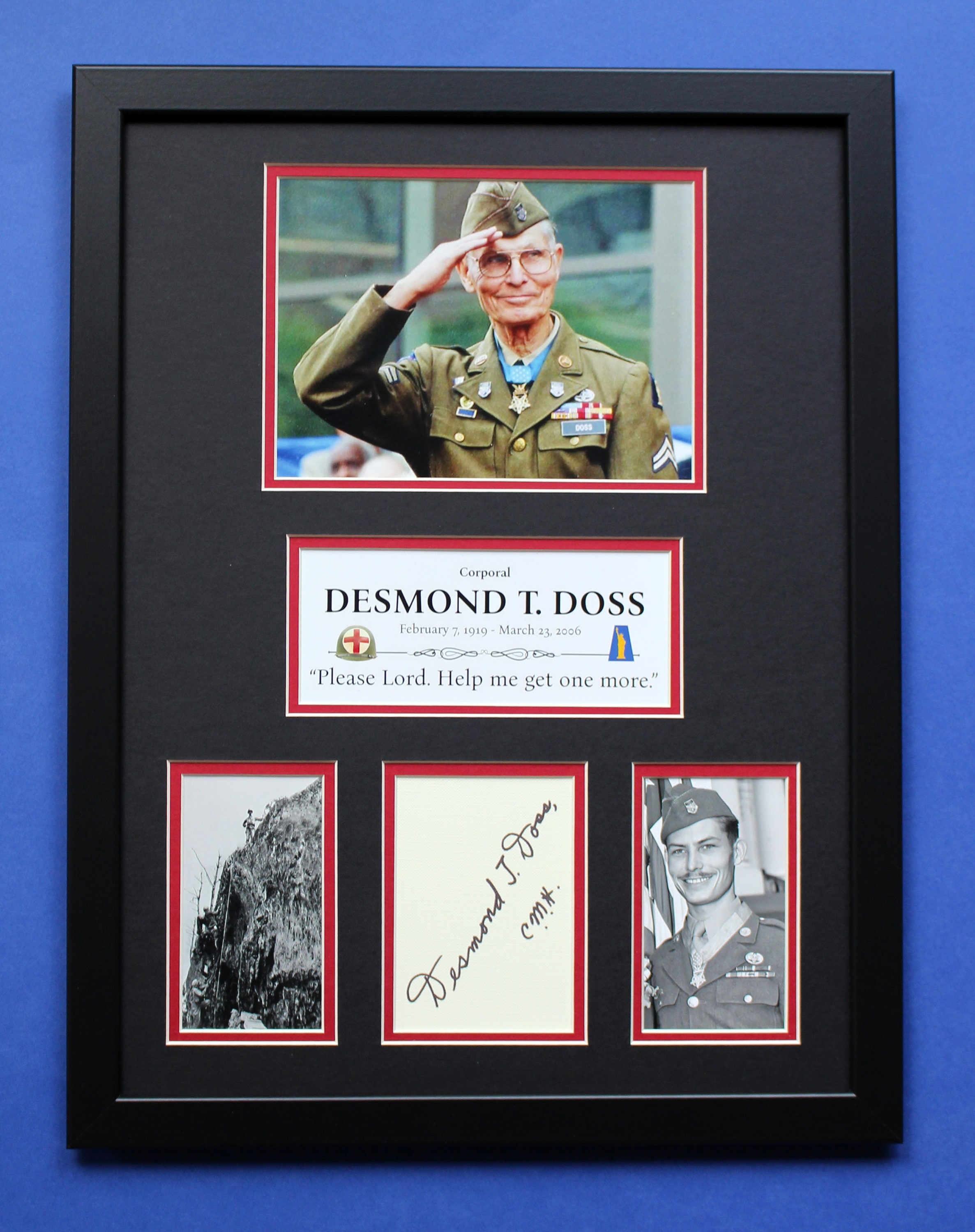 Corporal Desmond T. Doss AUTOGRAPH DISPLAY CASE Unique Artwork