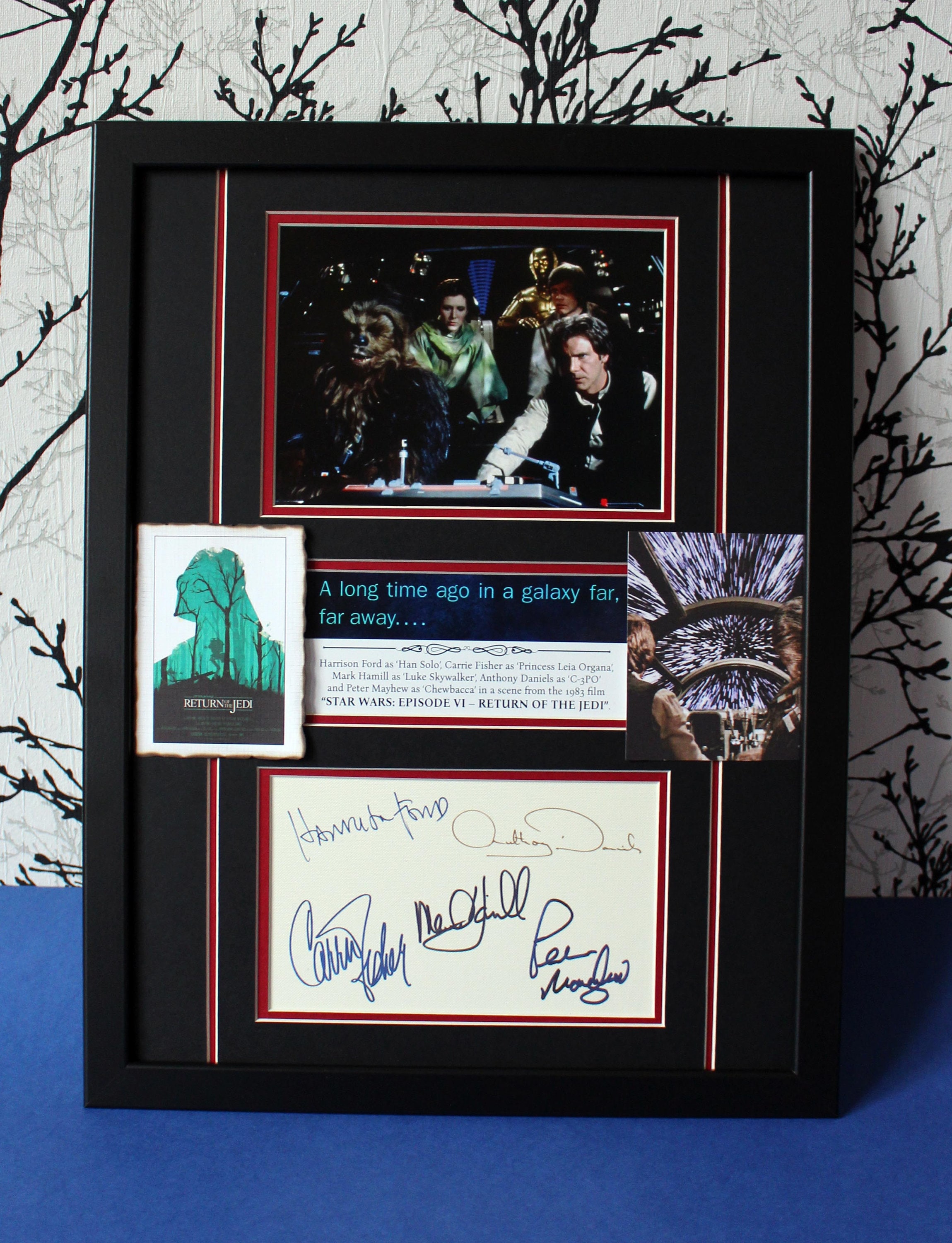 Star Wars Episode 6 AUTOGRAPHS DISPLAY CASE Unique Artwork Falcon