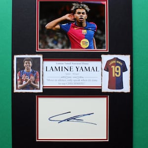 LAMINE YAMAL AUTOGRAPH limited edition 30x40 cm double mat artwork display Youngster Superstar Barca