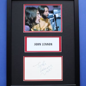 JOHN LENNON AUTOGRAPH limited edition 30x40 cm double mat framed artwork display The Beatles
