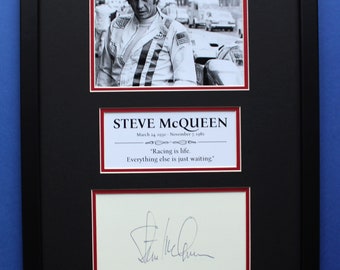 Steve McQueen AUTOGRAPH DISPLAY CASE Unique Artwork Le Mans