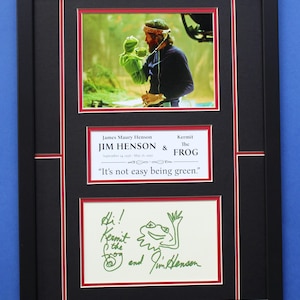 Jim HENSON & KERMIT the Frog AUTOGRAPHS  framed artistic double mat display  the Muppets