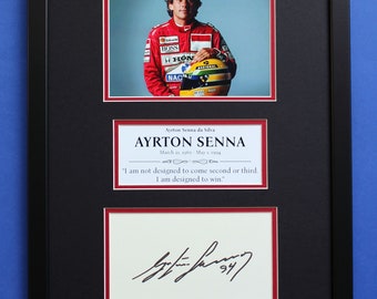 AYRTON SENNA AUTOGRAPH ingelijste artistieke weergave Beste F1-coureur ooit