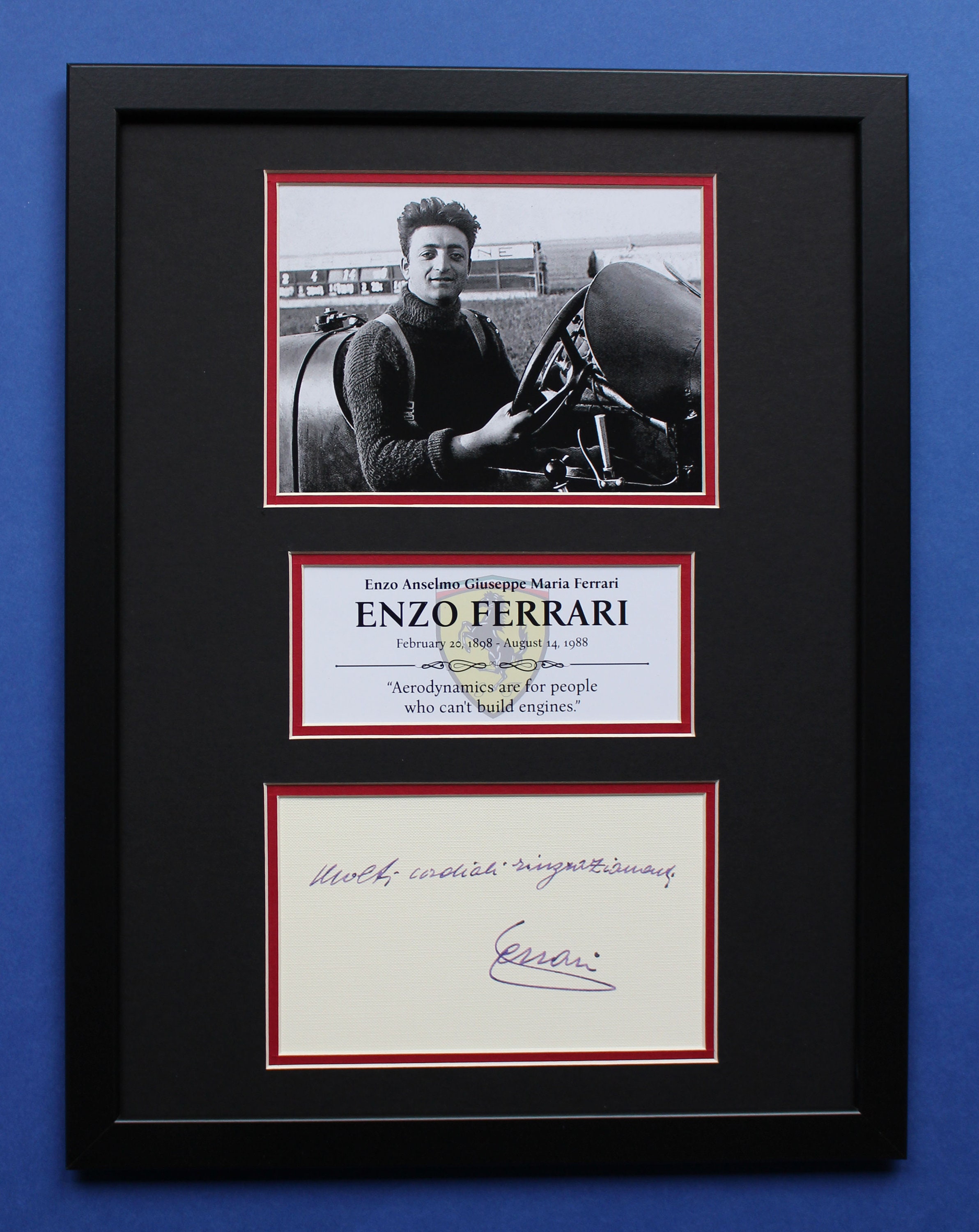 Enzo Ferrari Autograph Art: Limited Edition [1 of 100] Collage