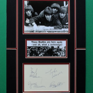 THE BEATLES AUTOGRAPHS limited edition 30x40 cm double mat artwork display Beatlemania